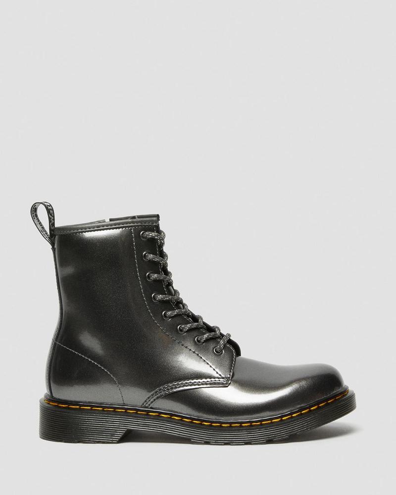 Grey Kids' Dr Martens Youth 1460 Metallic Lace Up Boots | CA 710TCE